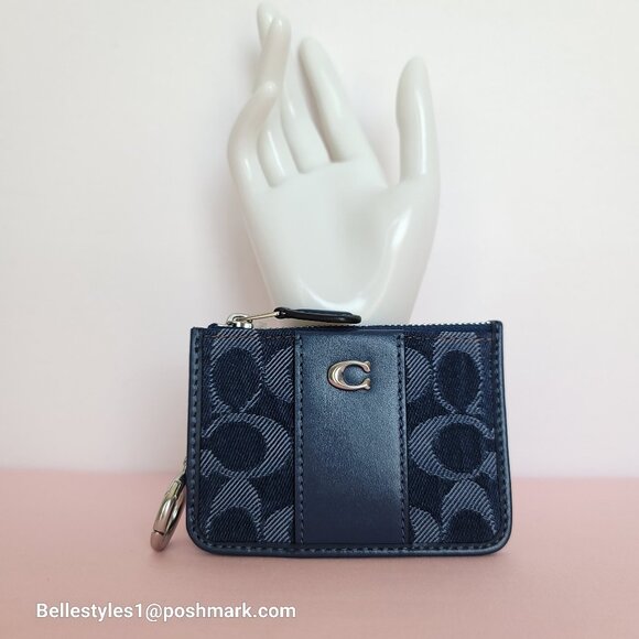 COACH Mini Skinny ID Card Case in Denim Signature- Deep Blue multi color ⭐ - Picture 8 of 16